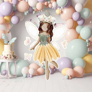 Fairy groot decor Knipsel, Fairy Verjaardag standee, grillige Floral Fairy Princess, magische Enchanted Fairy Party, afdrukbare decoratie