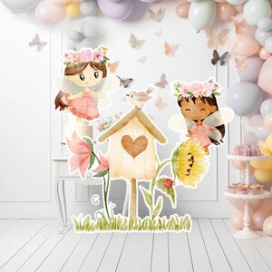 Fairy groot decor Knipsel, Fairy Verjaardag standee, grillige Floral Fairy Princess, magische Enchanted Fairy tuin, afdrukbaar decoratiefeest