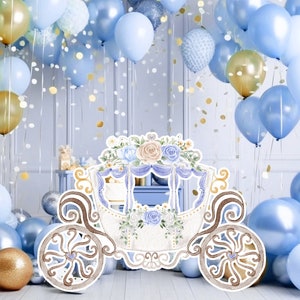 Princess big decor Cutout, baby girl Birthday standee, whimsical Floral Princess, magical Enchanted carriage, printable decoration party