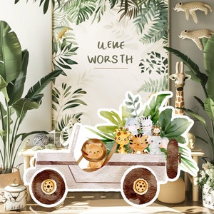 Dschungel Baby Dekor Ausschnitt Party Requisiten, niedlichen Dschungel Geburtstag Standee, entzückende Kulisse, druckbare große Requisiten für Party, süßes Tier