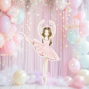 Ballerina groot decor Knipsel, ballerina Verjaardag standee, grillige Bloemenprinses, magisch Betoverd meisjesfeest, afdrukbaar decoratiefeest