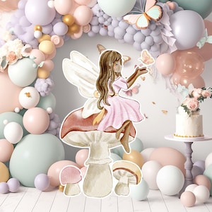 Fairy groot decor Knipsel, Fairy Verjaardag standee, grillige Floral Fairy Princess, magische Enchanted Fairy Party, afdrukbare decoratie 38
