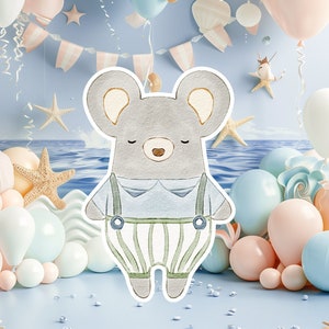 Boho baby groot decor Knipsel feestrekwisieten, schattige muis verjaardag staand, boho schattige achtergrond, afdrukbare grote rekwisieten voor feest, leuke decoratie