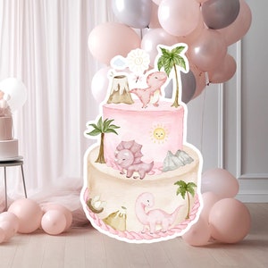 Dinosaur groot decor Knipsel, baby kind Verjaardag standee, grillige dinosaurus, schattige dino Feestdecoratie, dino afdrukbare achtergrond voor kind