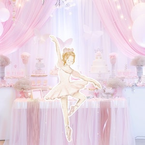Ballerina groot decor Knipsel, ballerina Verjaardag standee, grillige Bloemenprinses, magisch Betoverd meisjesfeest, afdrukbaar decoratiefeest