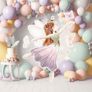 Fairy groot decor Knipsel, Fairy Verjaardag standee, grillige Floral Fairy Princess, magische Enchanted Fairy Party, afdrukbare decoratie
