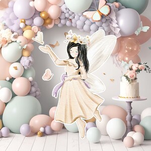 Fairy groot decor Knipsel, Fairy Verjaardag standee, grillige Floral Fairy Princess, magische Enchanted Fairy Party, afdrukbare decoratie 12