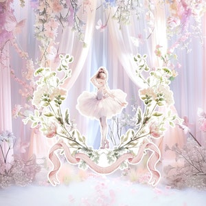 Ballerina grande arredamento ritaglio, ballerina compleanno standee, stravagante principessa floreale, magica festa per ragazze incantate, festa di decorazione stampabile