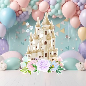 Sirène grand décor Découpe, bébé fille anniversaire voyageur debout, sirène florale fantaisiste, fête enchantée magique, sous le château de la mer imprimable