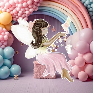 Fairy groot decor Knipsel, Fairy Verjaardag standee, grillige Floral Fairy Princess, magische Enchanted Fairy Party, afdrukbare decoratie