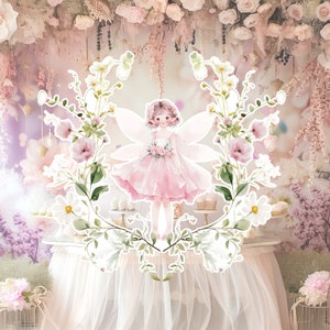 Fairy groot decor knipsel, Fairy verjaardag standee, grillige Floral Fairy Princess, magische betoverde Fairy tuin, afdrukbare decoratie feest