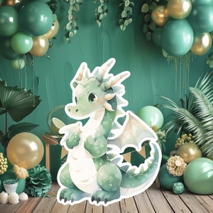 Dragon groot decor knipsel, baby jongen verjaardag standee, grillige draak, schattige partij rekwisieten decoratie, draak afdrukbare achtergrond voor kind