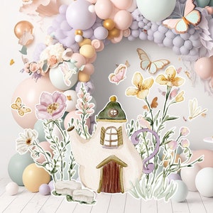 Fairy groot decor Knipsel, Fairy Verjaardag standee, grillige Floral Fairy Princess, magische Enchanted Fairy tuin, afdrukbaar decoratiefeest