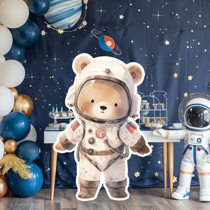 Oggetti di scena per feste ritagliabili per bambini, astronauta giocatore, addetto al compleanno di astronauta, sfondo adorabile e carino, grandi oggetti di scena stampabili per decorazioni per feste