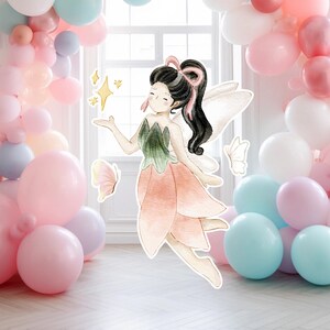 Fairy groot decor Knipsel, Fairy Verjaardag standee, grillige Floral Fairy Princess, magische Enchanted Fairy Party, afdrukbare decoratie