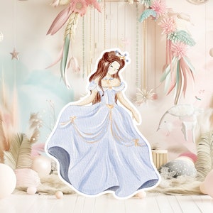Prinses groot decor Knipsel feestrekwisieten, babymeisje verjaardag staand, schattige prinses achtergrond, magische betoverde fee, afdrukbare decoratie