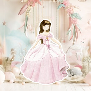 Prinses groot decor knipsel partij rekwisieten, babymeisje verjaardag standee, schattige prinses achtergrond, magische betoverde fee, afdrukbare decoratie
