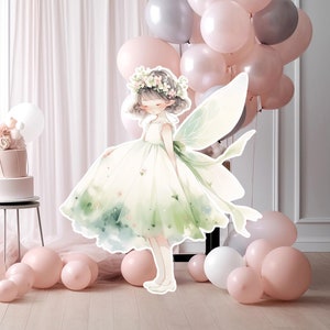 Fairy groot decor Knipsel, Fairy Verjaardag standee, grillige Floral Fairy Princess, magische Enchanted Fairy Party, afdrukbare decoratie