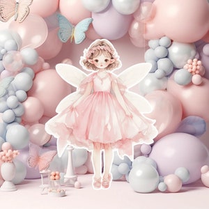 Fairy groot decor Knipsel, Fairy Verjaardag standee, grillige Floral Fairy Princess, magische Enchanted Fairy Party, afdrukbare decoratie