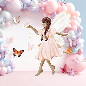 Fairy groot decor Knipsel, Fairy Verjaardag standee, grillige Floral Fairy Princess, magische Enchanted Fairy Party, afdrukbare decoratie 30
