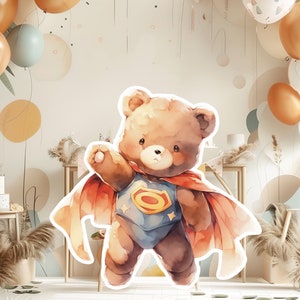 BEER baby groot decor Knipsel partij rekwisieten, schattige beer Verjaardag standee, WOODLAND schattige achtergrond, afdrukbare grote rekwisieten voor Feestdecoratie