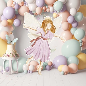 Fairy groot decor Knipsel, Fairy Verjaardag standee, grillige Floral Fairy Princess, magische Enchanted Fairy Party, afdrukbare decoratie 05