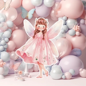 Fairy groot decor Knipsel, Fairy Verjaardag standee, grillige Floral Fairy Princess, magische Enchanted Fairy Party, afdrukbare decoratie