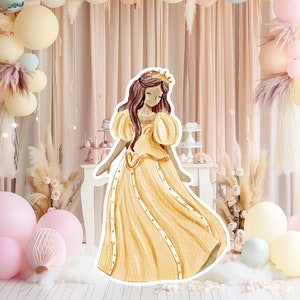 Prinses groot decor knipsel partij rekwisieten, babymeisje verjaardag standee, schattige prinses achtergrond, magische betoverde fee, afdrukbare decoratie