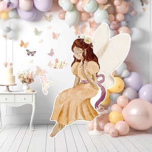 Fairy groot decor Knipsel, Fairy Verjaardag standee, grillige Floral Fairy Princess, magische Enchanted Fairy Party, afdrukbare decoratie 25