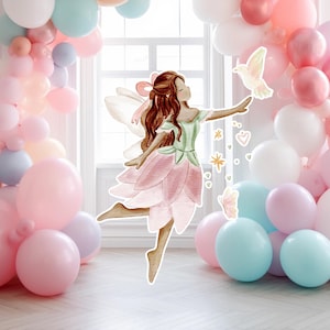Fee Geburtstag Standee, wunderliche Blumen Fee Prinzessin, zauberhafte verzauberte Fee Party, druckbare Dekoration