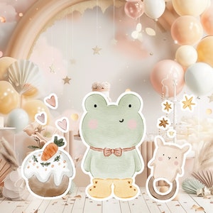 Boho baby groot decor knipsel partij rekwisieten, schattige muis verjaardag standee, boho schattige achtergrond, afdrukbare grote rekwisieten voor feest, schattige decoratie