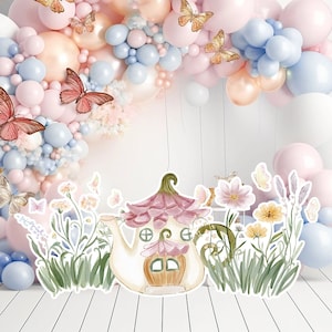 Fairy groot decor Knipsel, Fairy Verjaardag standee, grillige Floral Fairy Princess, magische Enchanted Fairy tuin, afdrukbaar decoratiefeest