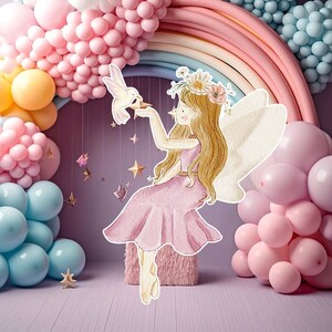 Fairy groot decor Knipsel, Fairy Verjaardag standee, grillige Floral Fairy Princess, magische Enchanted Fairy Party, afdrukbare decoratie 04