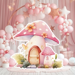 Ritaglio di grandi decorazioni fata, standee di compleanno fata, stravagante principessa delle fate floreali, oggetti di scena magici della festa incantata, decorazioni dei personaggi stampabili