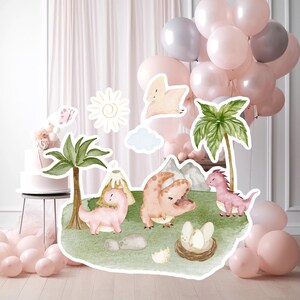 Dinosaur groot decor Knipsel, baby kind Verjaardag standee, grillige dinosaurus, schattige dino Feestdecoratie, dino afdrukbare achtergrond voor kind