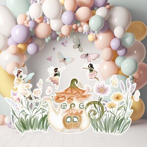 Fairy groot decor Knipsel, Fairy Verjaardag standee, grillige Floral Fairy Princess, magische Enchanted Fairy tuin, afdrukbaar decoratiefeest