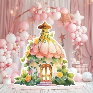 Fairy groot decor knipsel, fee verjaardag staand, grillige bloemenfeeprinses, magische betoverde feestrekwisieten, afdrukbaar personagedecor