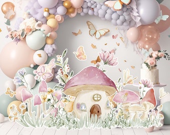 Fairy big decor Cutout, Fairy Birthday standee, whimsical Floral Fairy Princess, magical Enchanted Fairy garden, printable decoration party