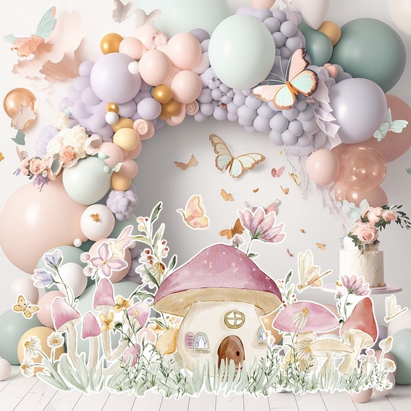 Fairy big decor Cutout, Fairy Birthday standee, whimsical Floral Fairy Princess, magical Enchanted Fairy garden, printable decoration party
