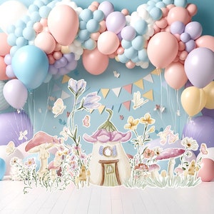Fairy groot decor Knipsel, Fairy Verjaardag standee, grillige Floral Fairy Princess, magische Enchanted Fairy tuin, afdrukbaar decoratiefeest