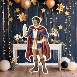 Prins groot decor knipsel partij rekwisieten, babymeisje verjaardag standee, schattige Prins achtergrond, magische betoverde fee, afdrukbare decoratie