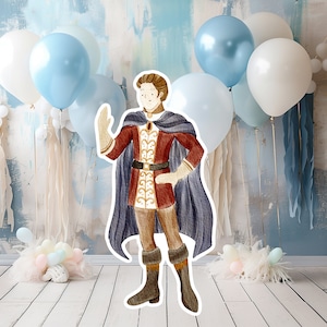 Prins groot decor Knipsel feestrekwisieten, babymeisje verjaardag staand, schattige prins achtergrond, magische betoverde fee, afdrukbare decoratie