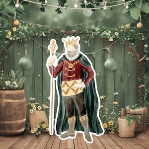 Koning groot decor knipsel partij rekwisieten, baby verhaal verjaardag standee, schattige koning achtergrond, magische betoverde fee, afdrukbare decoratie rekwisieten