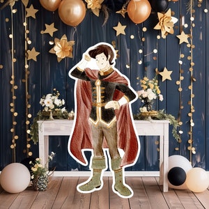 Prins groot decor knipsel partij rekwisieten, babymeisje verjaardag standee, schattige Prins achtergrond, magische betoverde fee, afdrukbare decoratie
