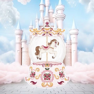 Prinses groot decor knipsel, babymeisje verjaardag standee, grillige bloemenprinses, magisch betoverd feest, roze afdrukbare decoratiefeest
