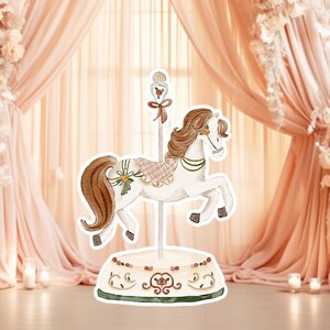 Prinses groot decor knipsel, babymeisje verjaardag standee, grillige bloemenprinses, magisch betoverd feest, beige neutraal afdrukbaar decor