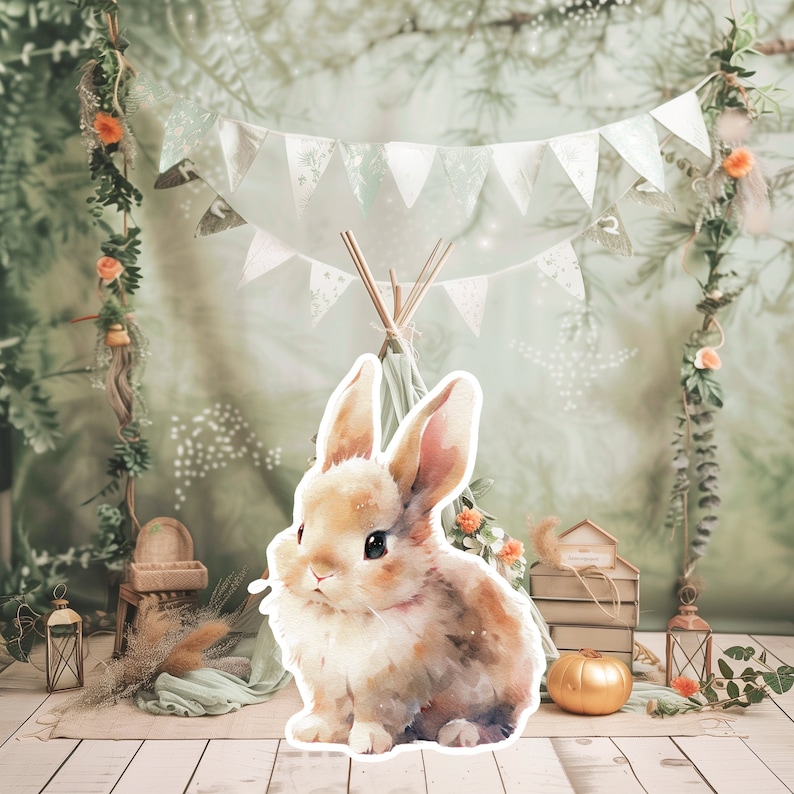 White Rabbit Prop BUNNY Baby Big Decor Cutout Party Props, Cute Rabbit Birthday Standee ...