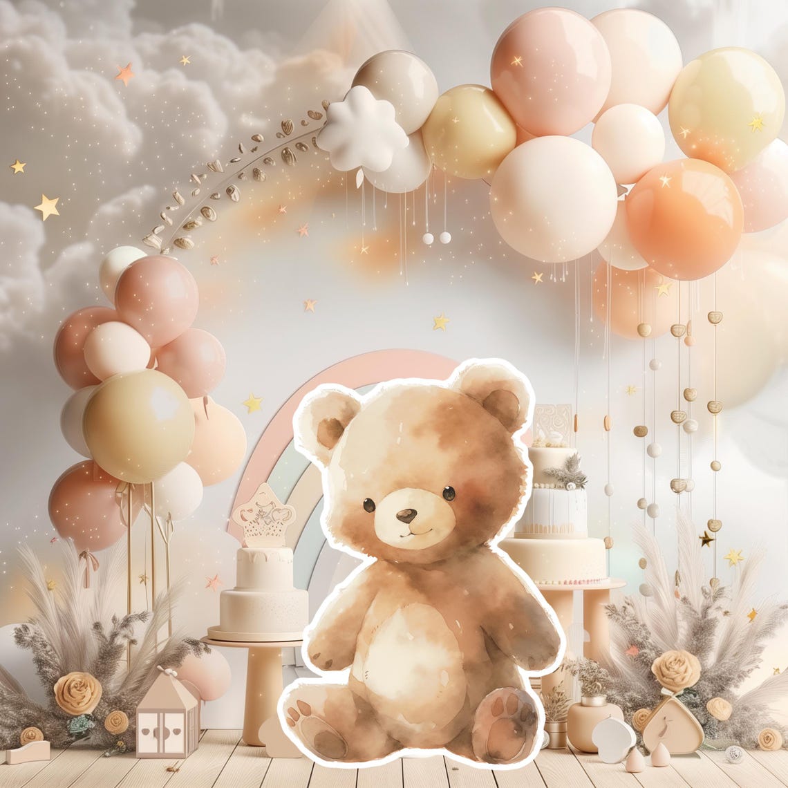 BEAR Baby Big Decor Cutout Party Props, Cute Bear Birthday Standee ...