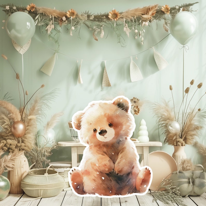 BEAR Baby Big Decor Cutout Party Props, Cute Bear Birthday Standee ...