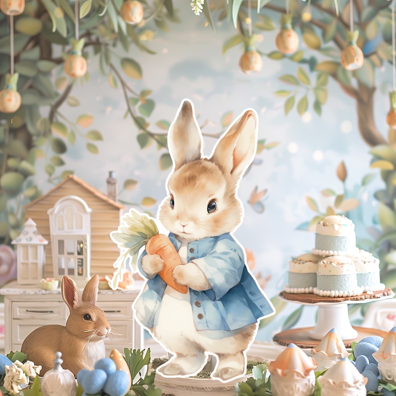Peter Bunny Big Decor Cutout, Bunny Birthday Standee, Whimsical Peter ...